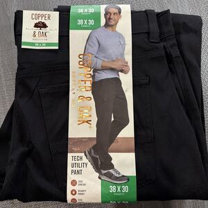 Copper & Oak Men's Tech Utility Pants, Black, Size 38X30 NEW